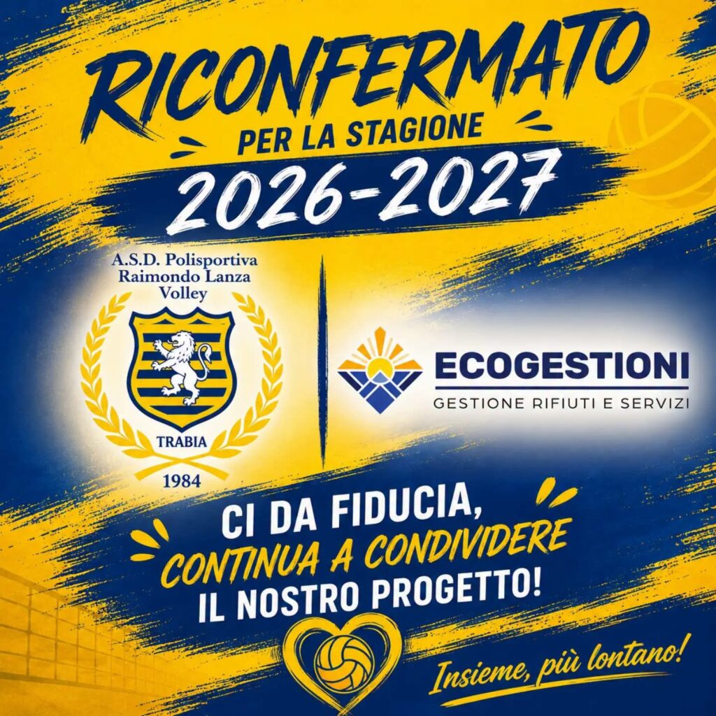 Ecogestioni riconfermato sponsor della A.S.D. Polisportiva Raimondo Lanza Volley di Trabia per la stagione 2026-2027